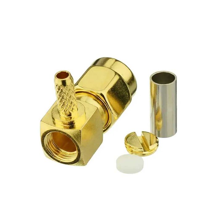 Разъем RP-SMA Male угловой на кабель (RG-316, RG178, RG174, LMR100)