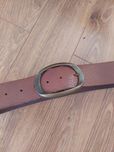 Pasek skórzany skóra naturalna real leather belt brązowy złota klamra