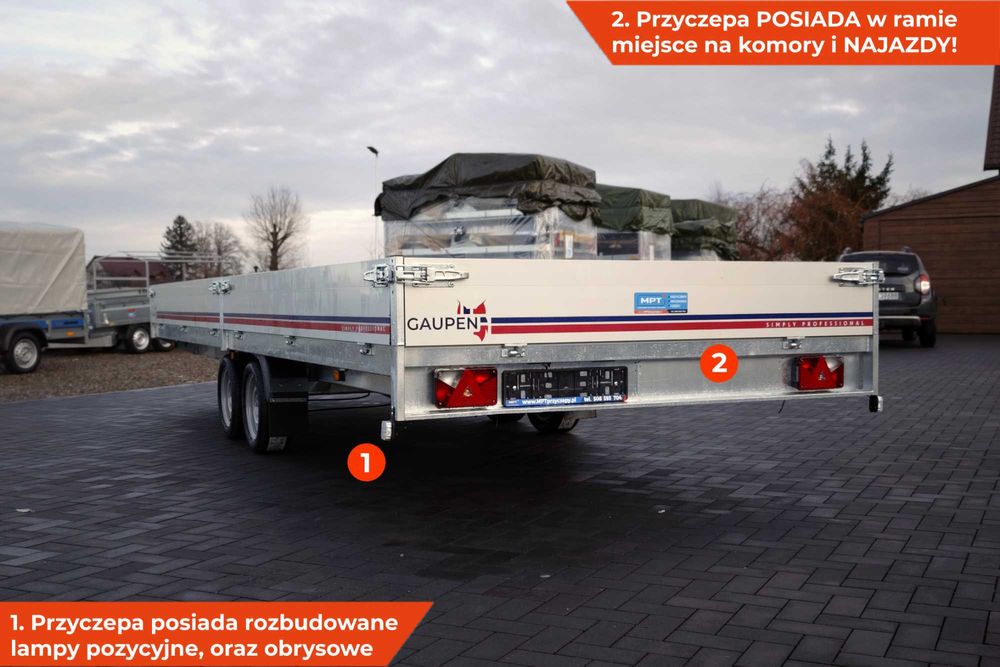 Przyczepa LAWETA Gaupen N35-508 2 HL 508x208x30cm DMC 3500KG alu burty