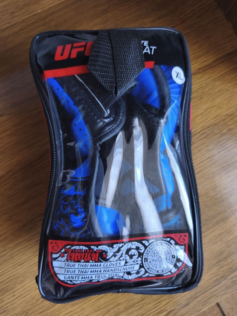 Кожаные перчатки для единоборств ММА UFC BO-0554 синий