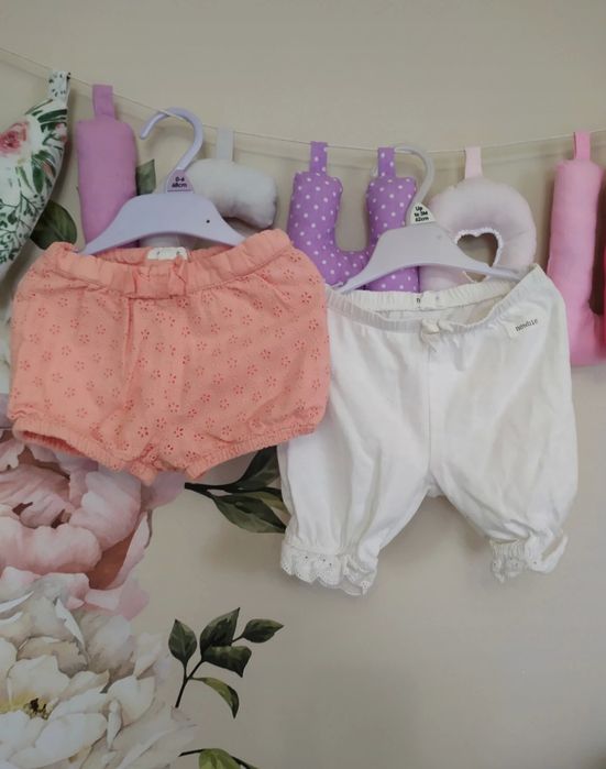 Zestaw newbie 74 top piwonie miętowe żółte, tunika, bloomersy rampers