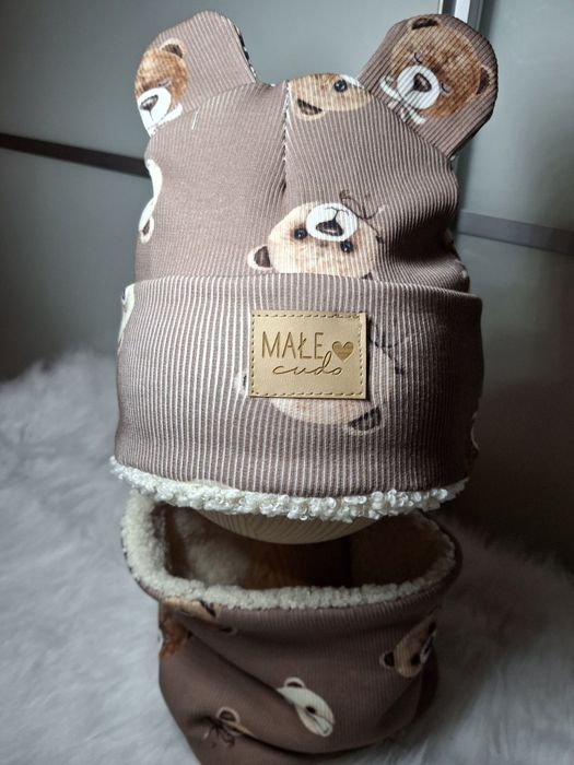 Zimowe ocieplane komplety czapka komin lub chusta