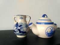 2 szt. czajnik, Dzbanek miniaturowy zestaw dla lalek Delft Blue Design