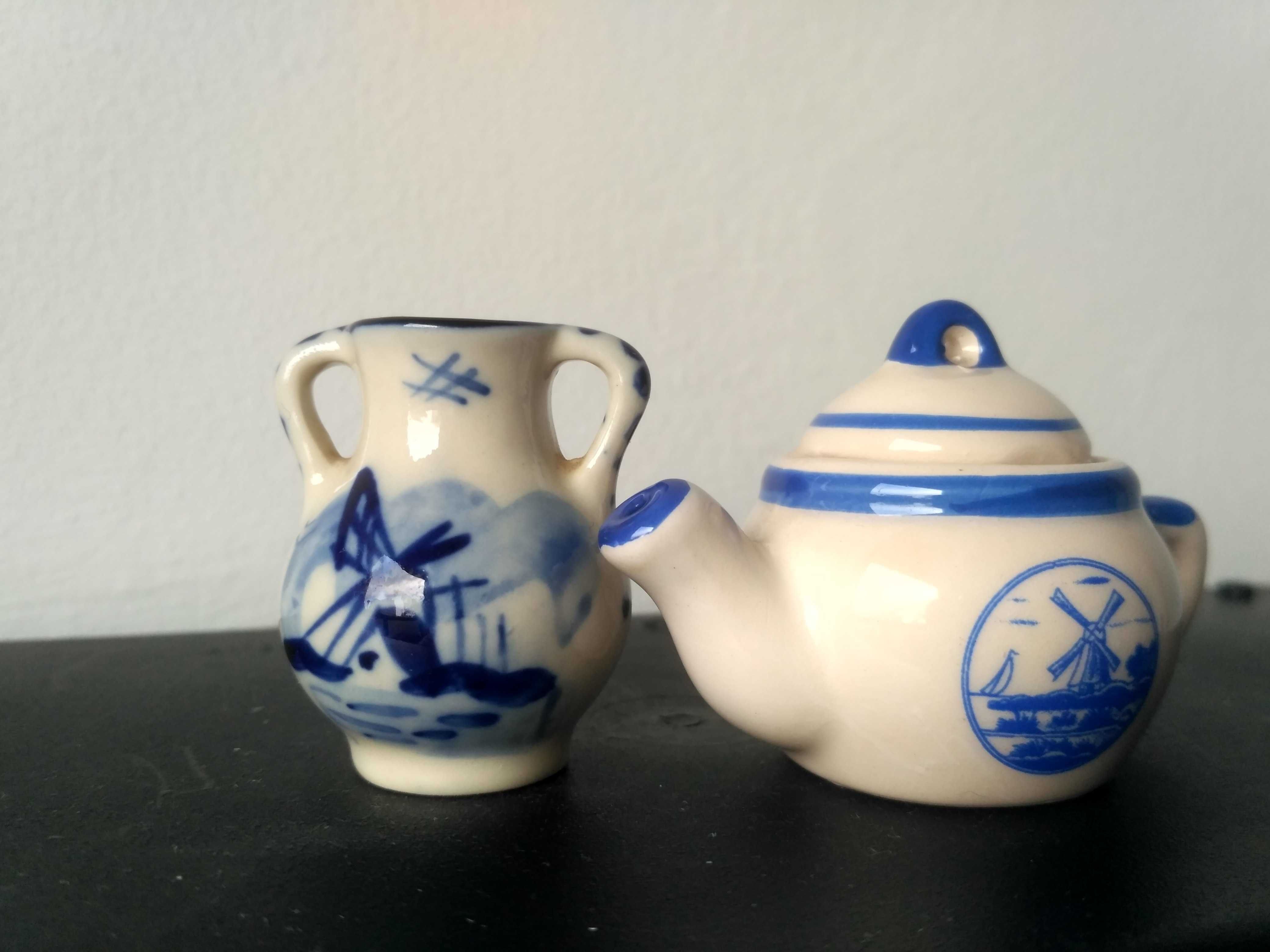 2 szt. czajnik, Dzbanek miniaturowy zestaw dla lalek Delft Blue Design