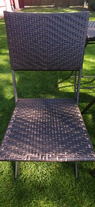 Meble ogrodowe rattan stół, krzesła komplet brąz