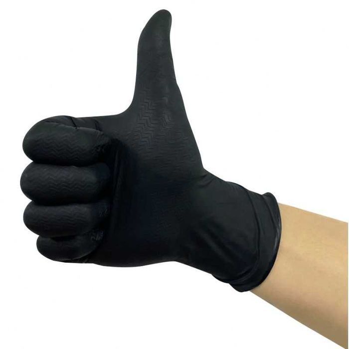 Rękawice nitrylowe czarne Gripper XL (25 par) 50 sztuk grube