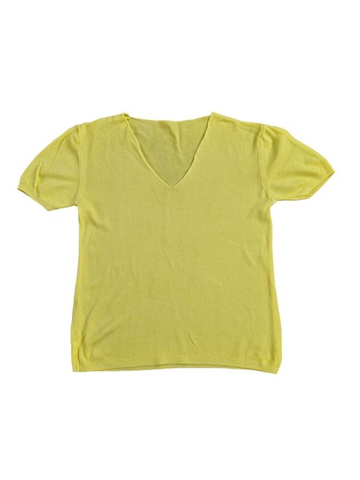 włoska żółta koszulka z wiskozy z dekoltem w serek roz. S