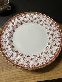 Porcelana Spode Fleur de Lys Red 6 talerzy obiadowych plaskich