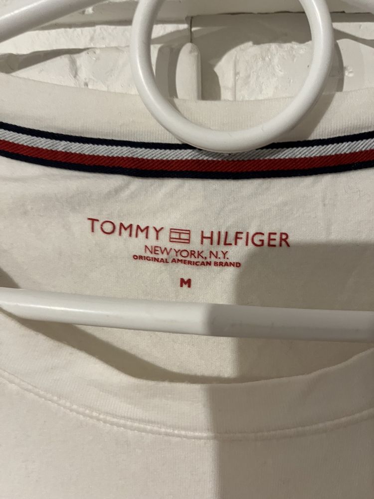 Biały tshirt dlugi rękaw basic Tommy Hilfiger