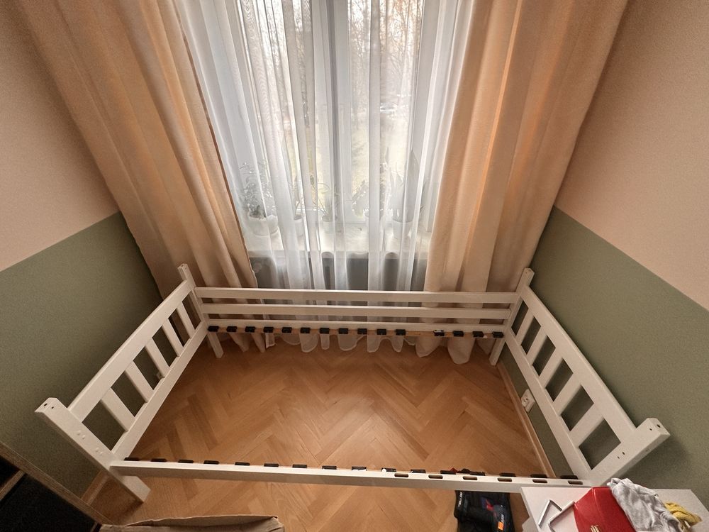 Łóżko 80x190 drewniane białe ze stelarzem