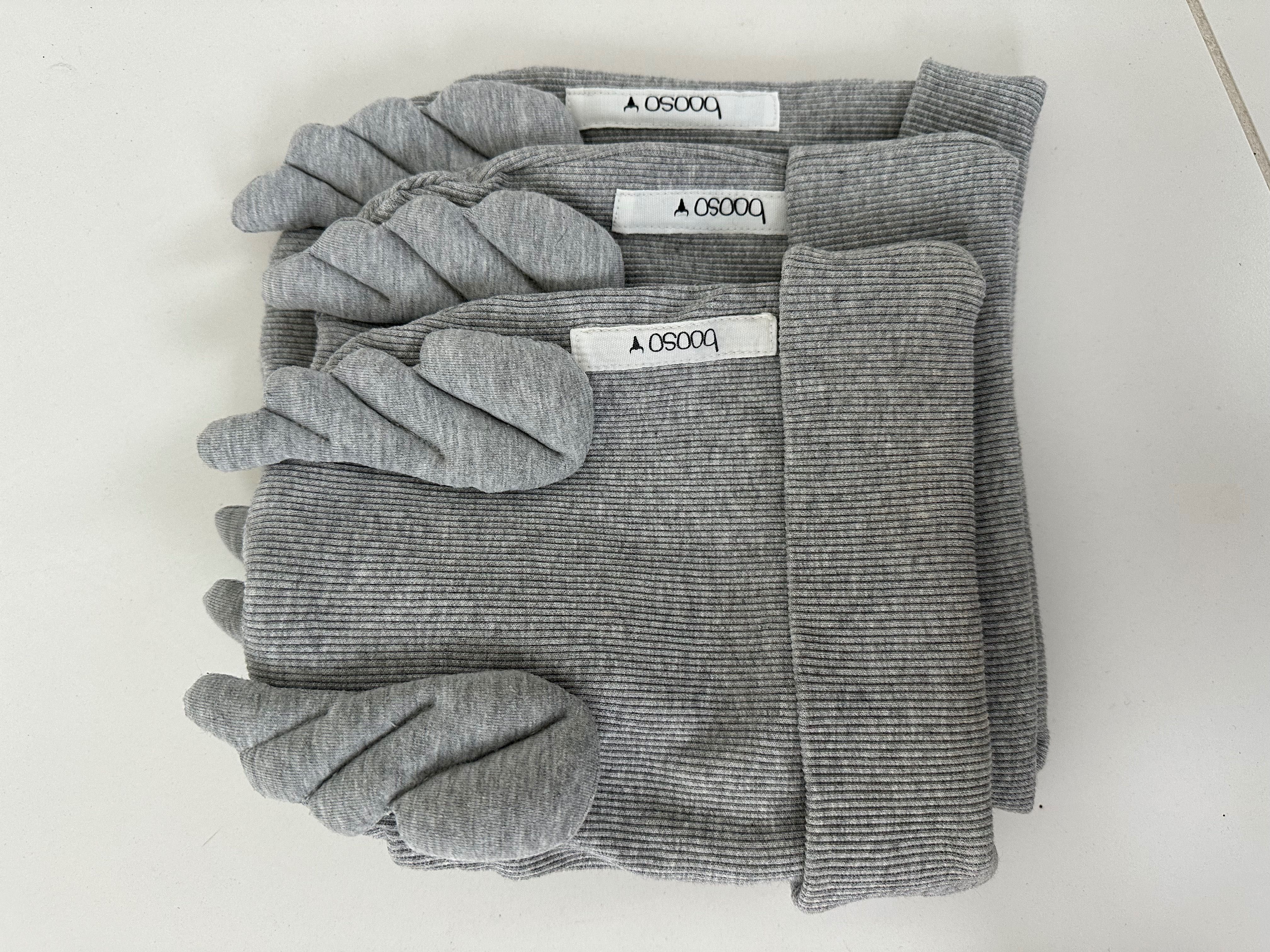 BOOSO czapka rodzinny zestaw- BEANIE WINGS double gray marl 3 szt