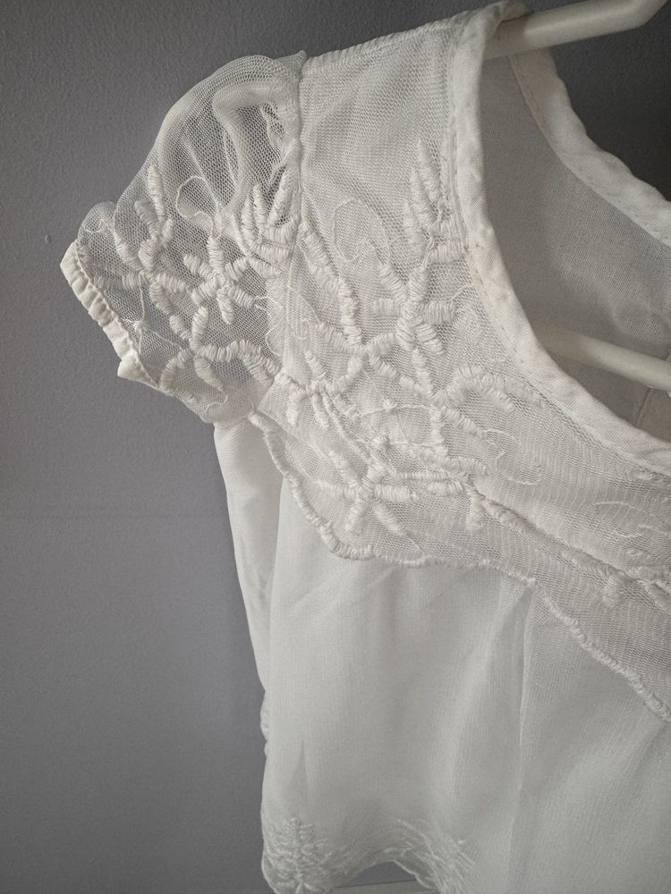 Sukienka biała na chrzest z koronką H&M roz. 80