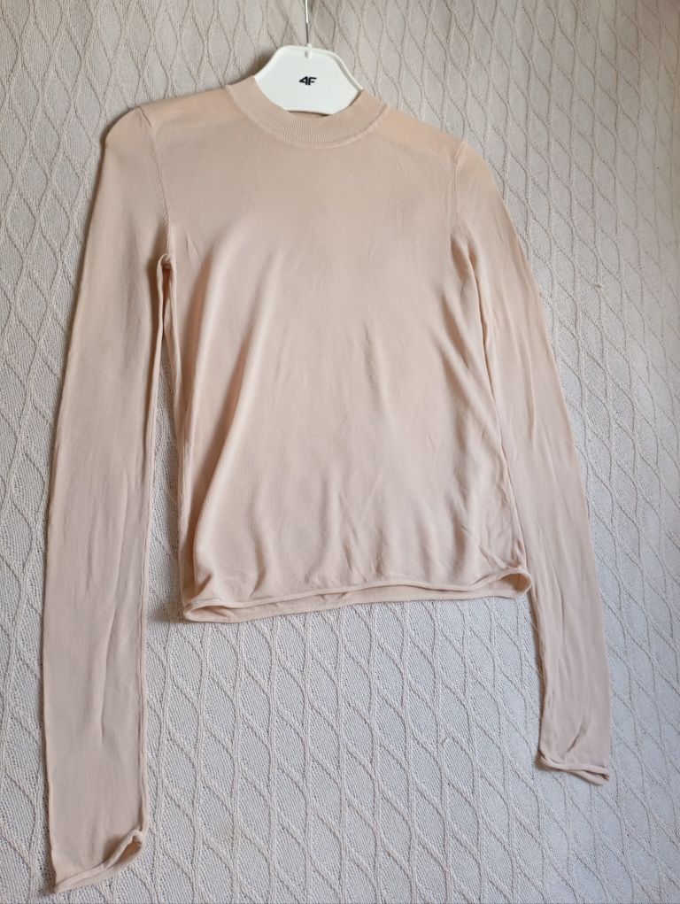 ZARA S semi-sheer karmelowy półprzezroczysty sweter