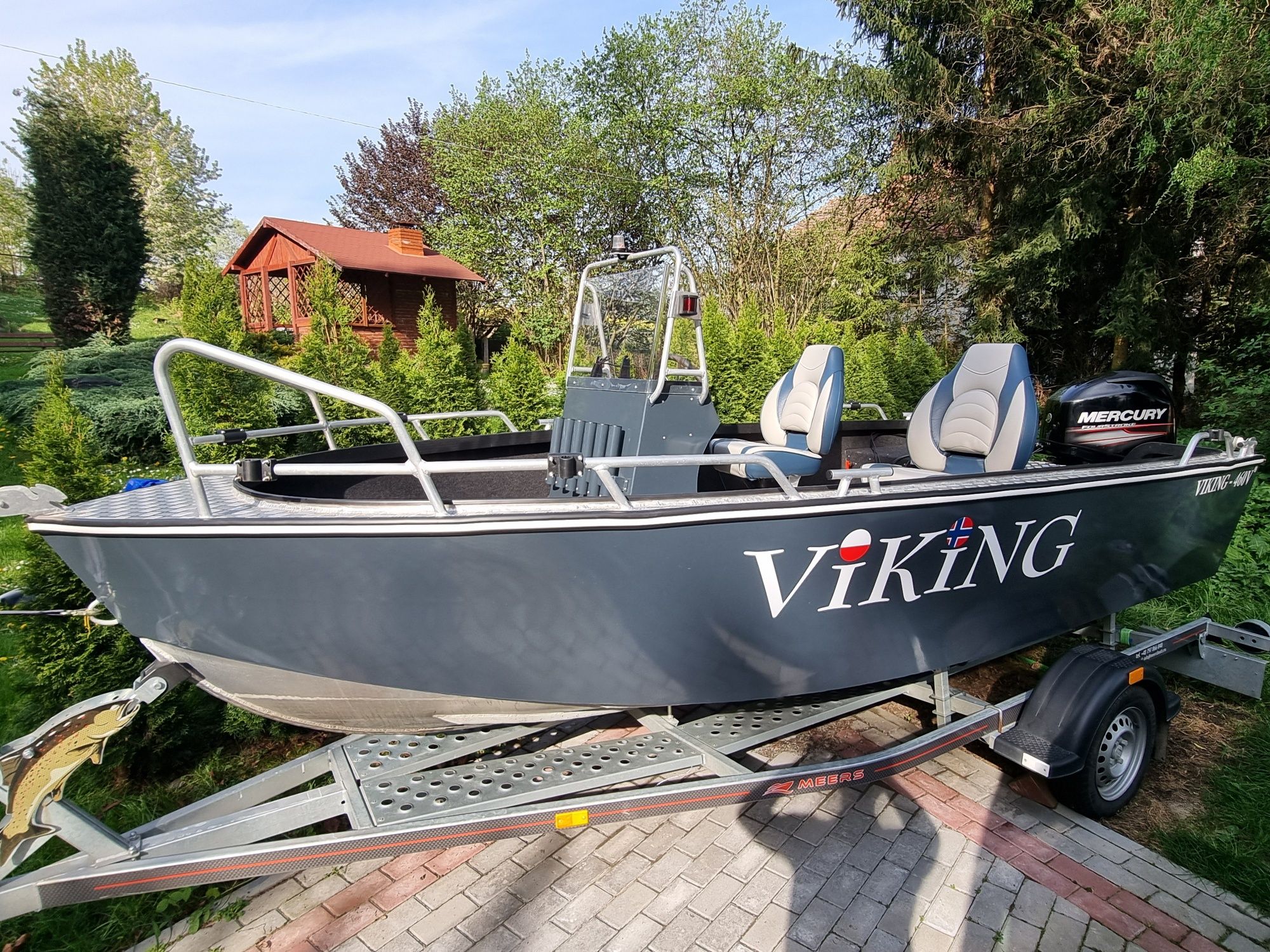Łódź Viking 460 V z przyczepką meers plus silnik 60km mercury