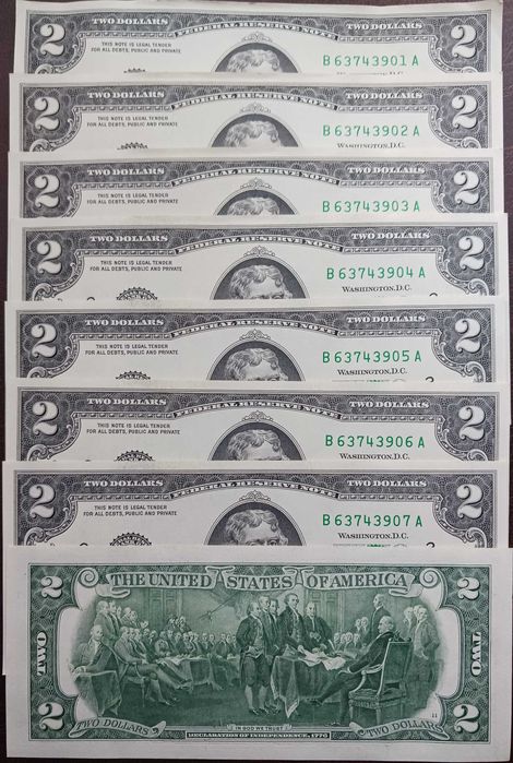 8 x 2 $ T. Jefferson men New Jork 2017 r seria "A"-po kolei mennicze