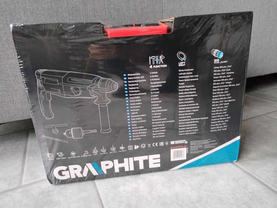Młotowiertarka Graphite z uchwytem SDS Plus 900W w walizce polecam na