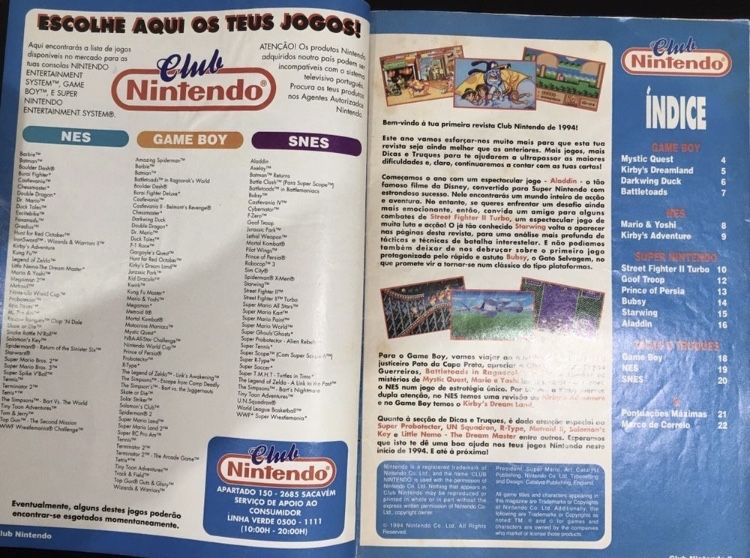 Revista RARA Club Nintendo 1994 - edição portuguesa