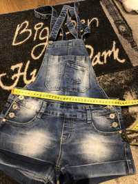 Spodenki jeansowe ogrodniczki krótkie  s dla diewczynki 9 -11 lat