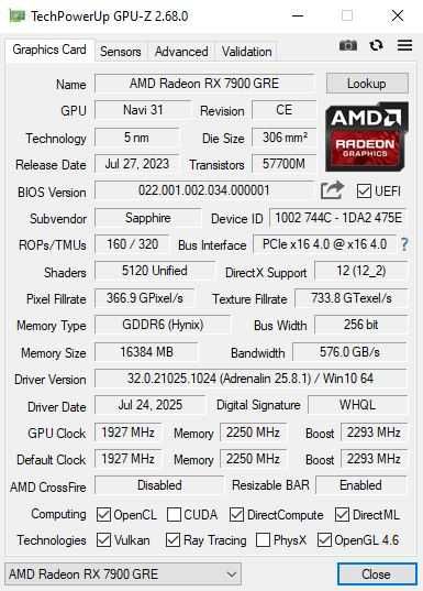 Sapphire AMD Radeon RX 7900 GRE