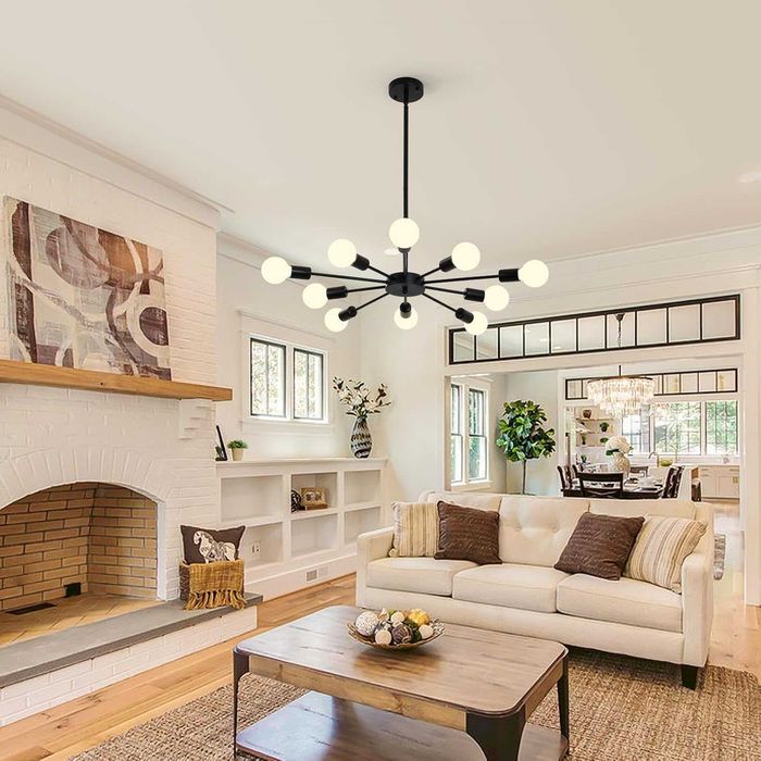 JIINOO Żyrandol sufitowy czarny 10xE27