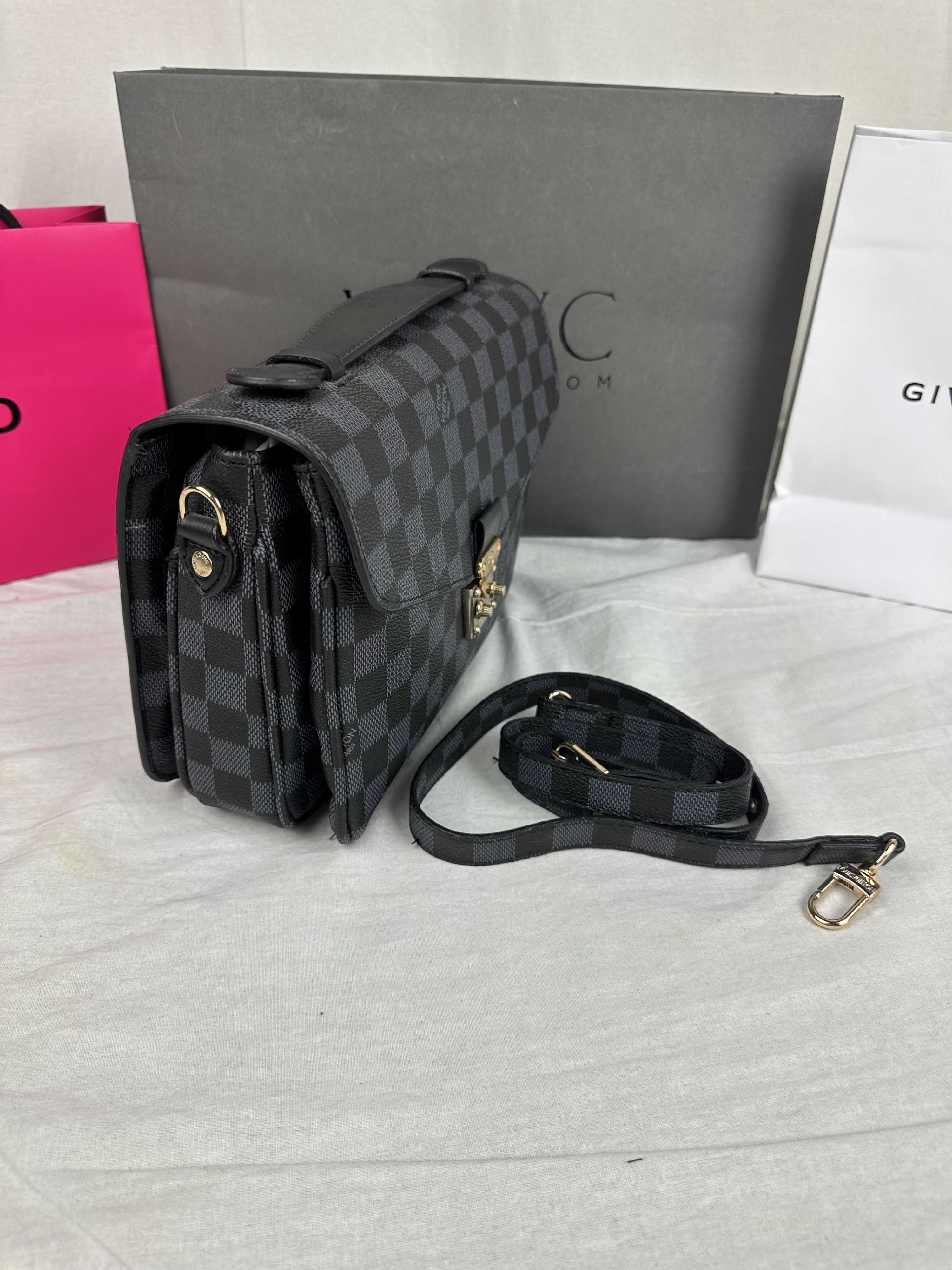Torba Louis Vuitton metis granat Damier Ebene logowana premium