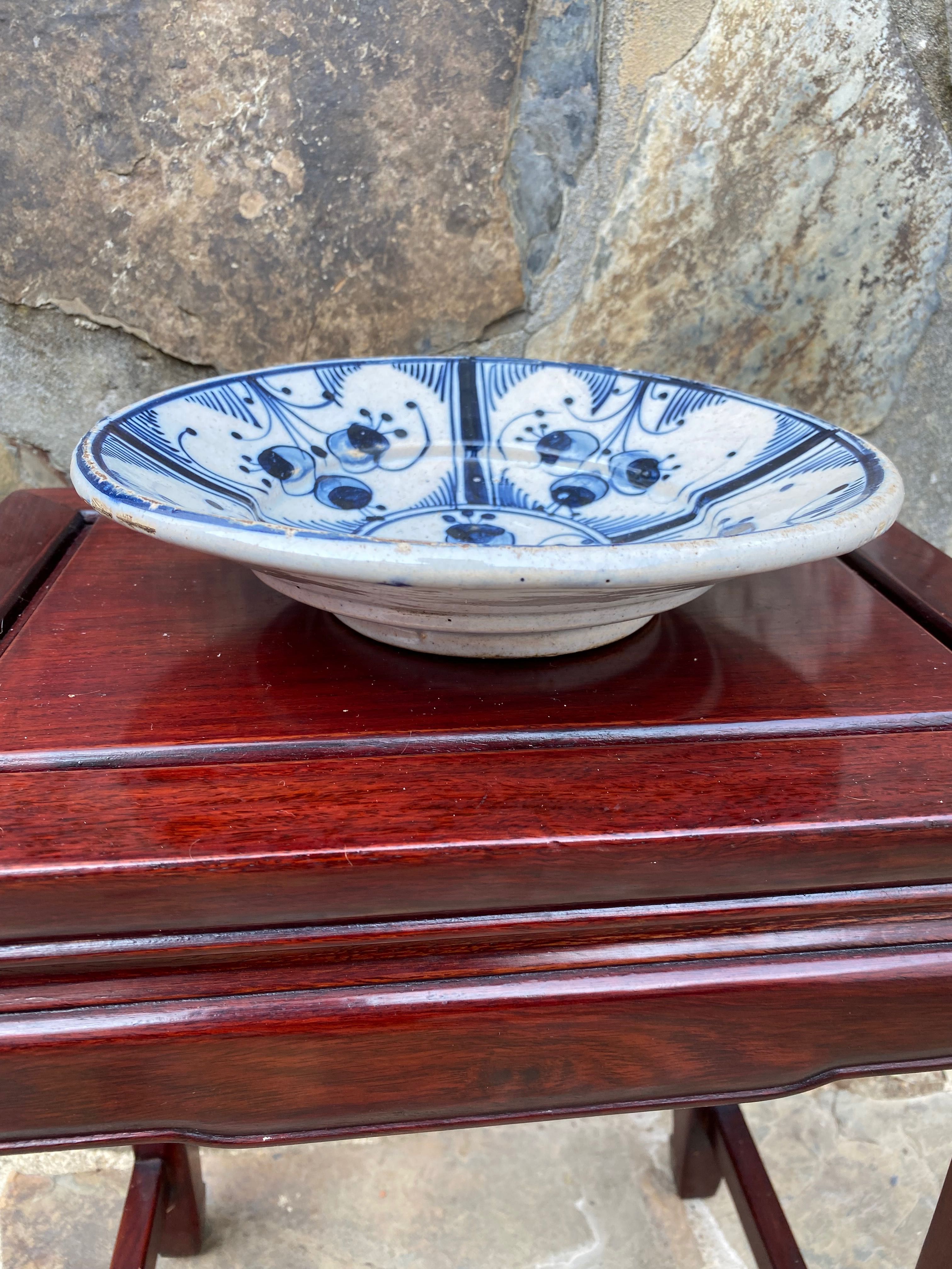 Prato Catalão Faiança Antiga Séc XVIII 23,5 cm Peça Museu