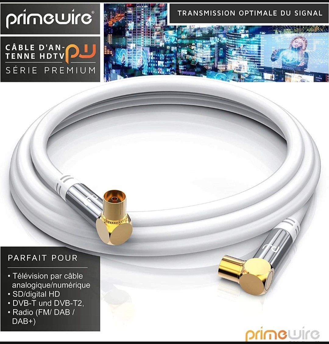 Kabel antenowy 7,5 m primewire biały