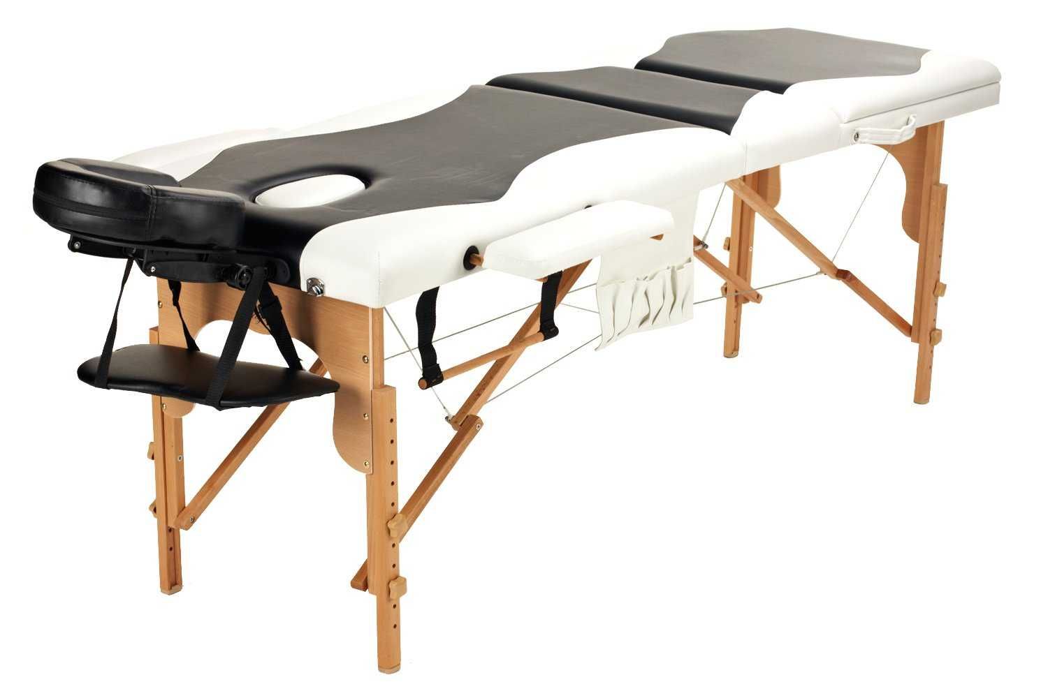 Stół, łóżko do masażu 3-segmentowe drewniane dwukolorowe