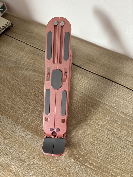 Składany aluminiowy stojak na laptop/tablet – różowy
