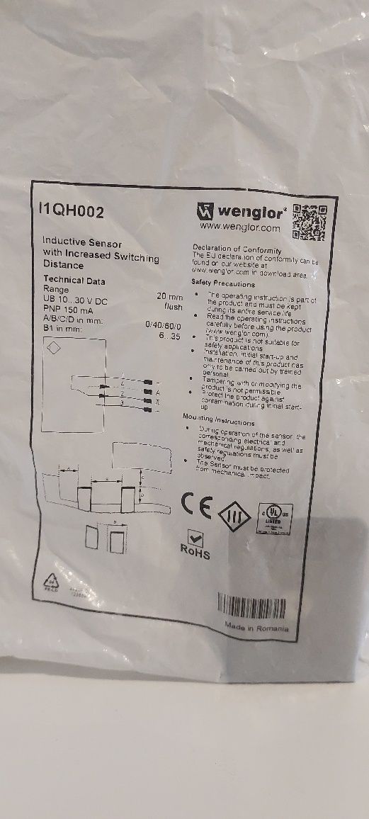 Czujnik indukcyjny wenglor I1QH002