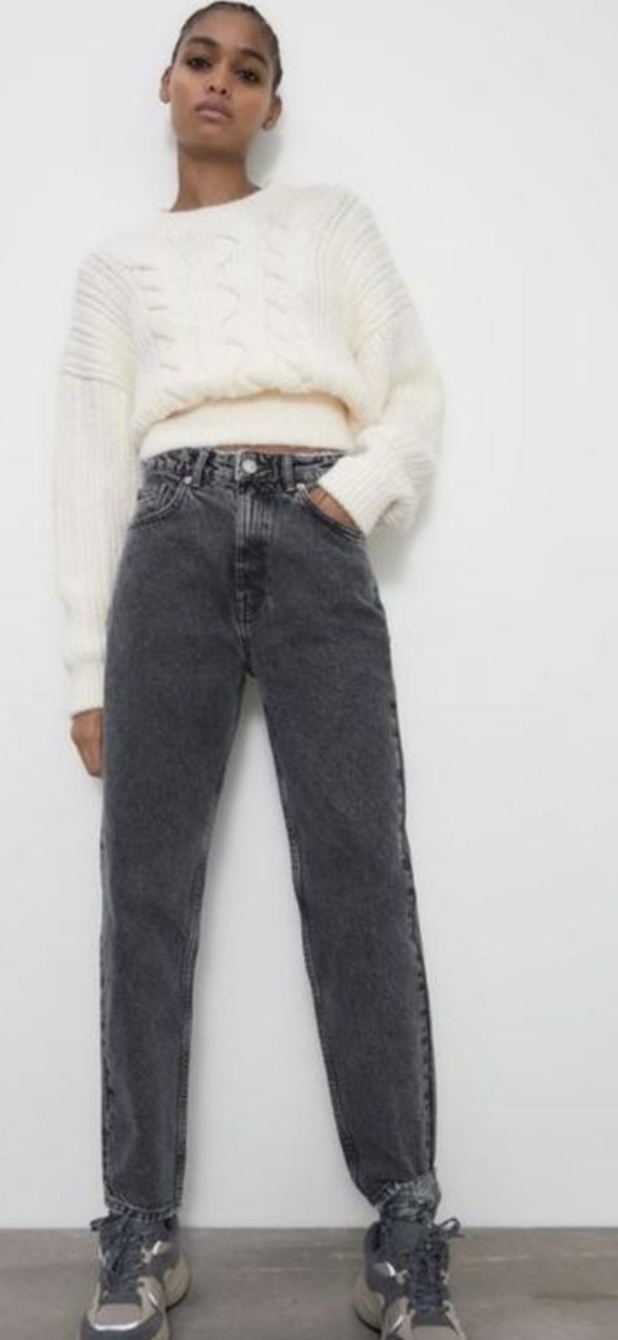 Продам джинсы Zara mom fit,eur42(us10)в красивом сером цвете