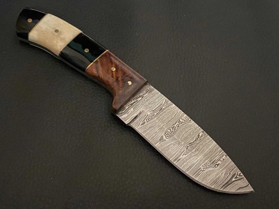 NÓŻ DAMAST myśliwski kuchenny stal damasceńska 20cm. ręcznie kuty