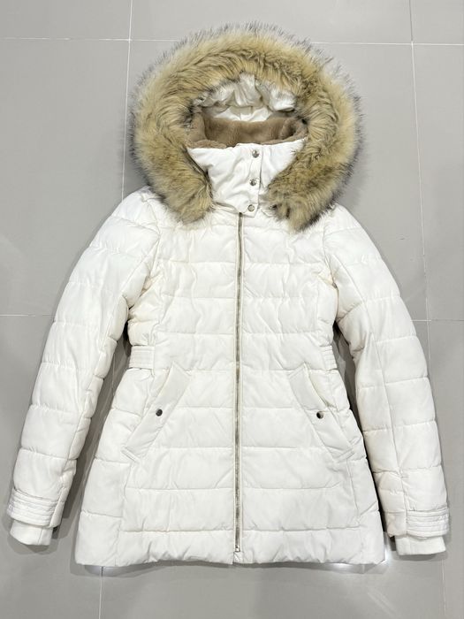 Зимова курточка Zara XS жіноча куртка пуховик на холофайбері молочний