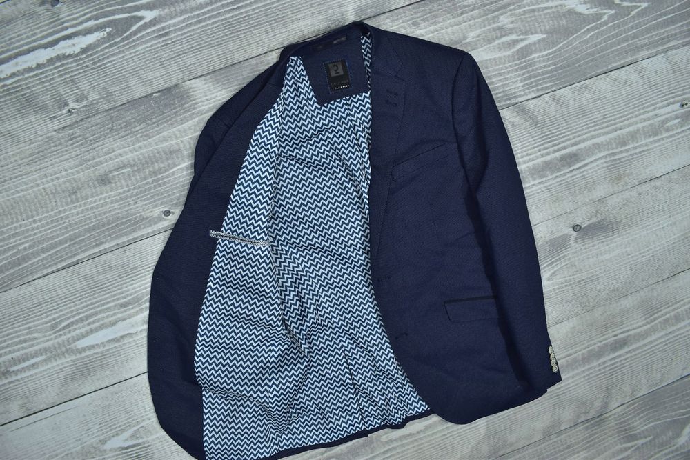 Calamar Tailored Granatowa Marynarka Męska Z Mieszanki Materiałów 50