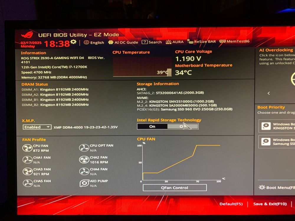 Озу kingstone 32gb ddr4 4000mhz, ssd ocz vertex mlc 128gb.