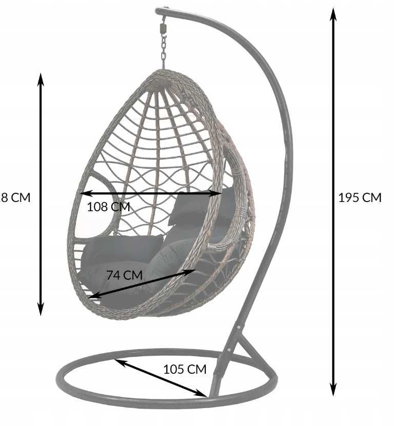 KOKON FOTEL WISZĄCY kosz bujany ogrodowy DUŻY XL
