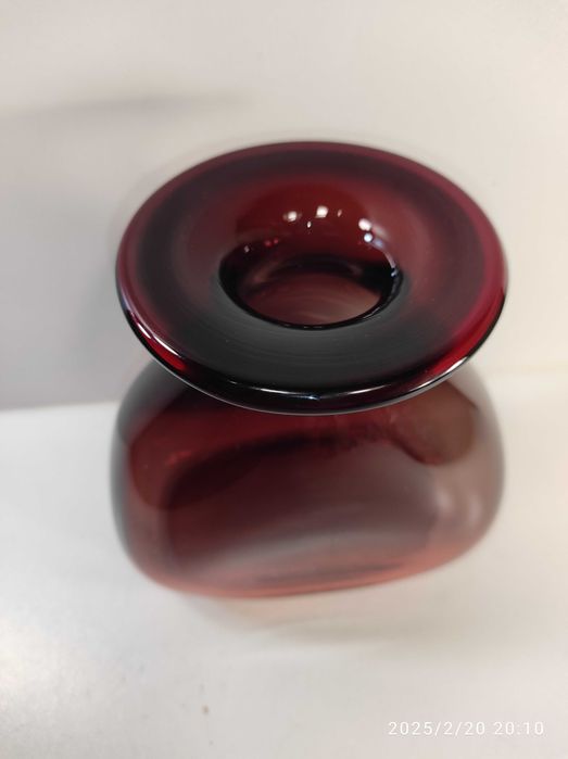 Wazon z kołnierzem butla Tarnowiec rubinowo-szary Szkło PRL