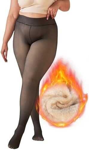 Rajstopy termiczne damskie z polarem grube elastyczne 300 g. na zimę L