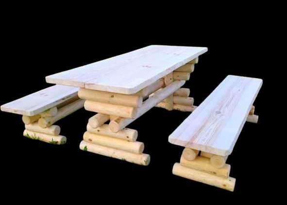 Proste Meble Ogrodowe Komplet Dwie Ławy i Stół