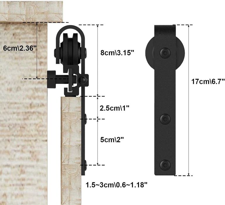 System Do Drzwi Przesuwnych 152 cm, prowadnica LOFT RETRO zestaw