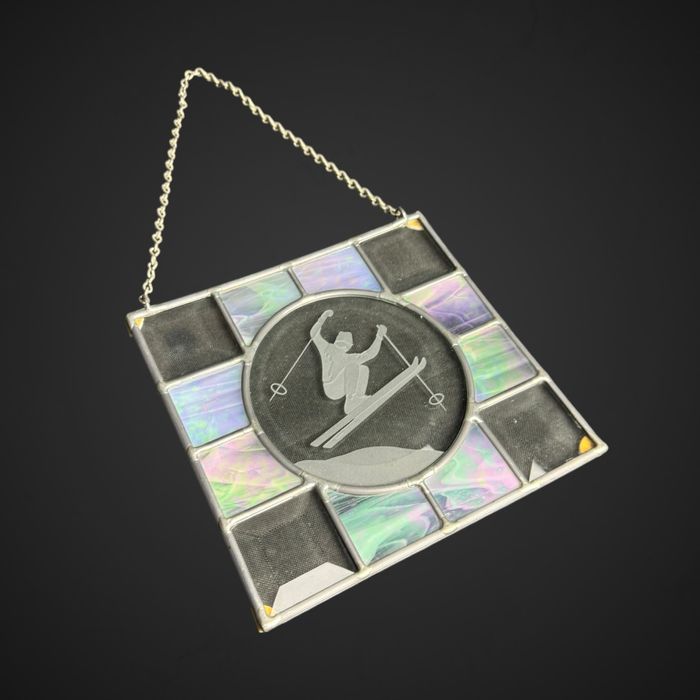 Obrazek szklany witrażyk do powieszenia narciarz skoczek b41/9816