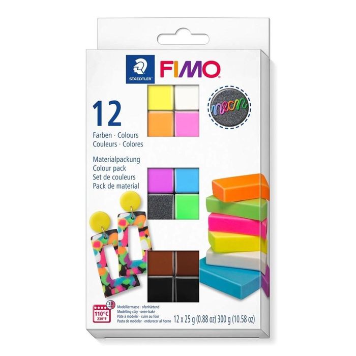 Zestaw Fimo Neon 12 kostek x 25g Staedtler blister,216x129 mm