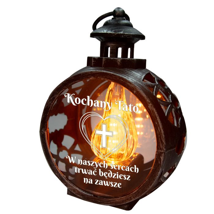 Znicz DLA TATY latarenka okragła na grób led statuetka