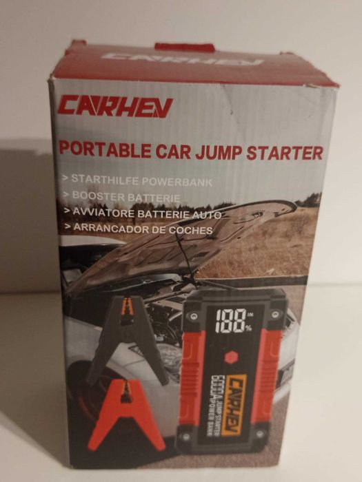 CARHEV Powerbank 6000A Rozruch 12V 10L Benzyna Diesel LED Latarka