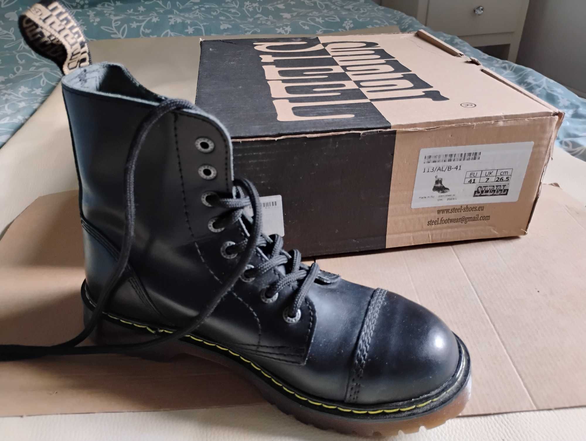 Buty glany Steel czarne 8 dziur - rozmiar 41