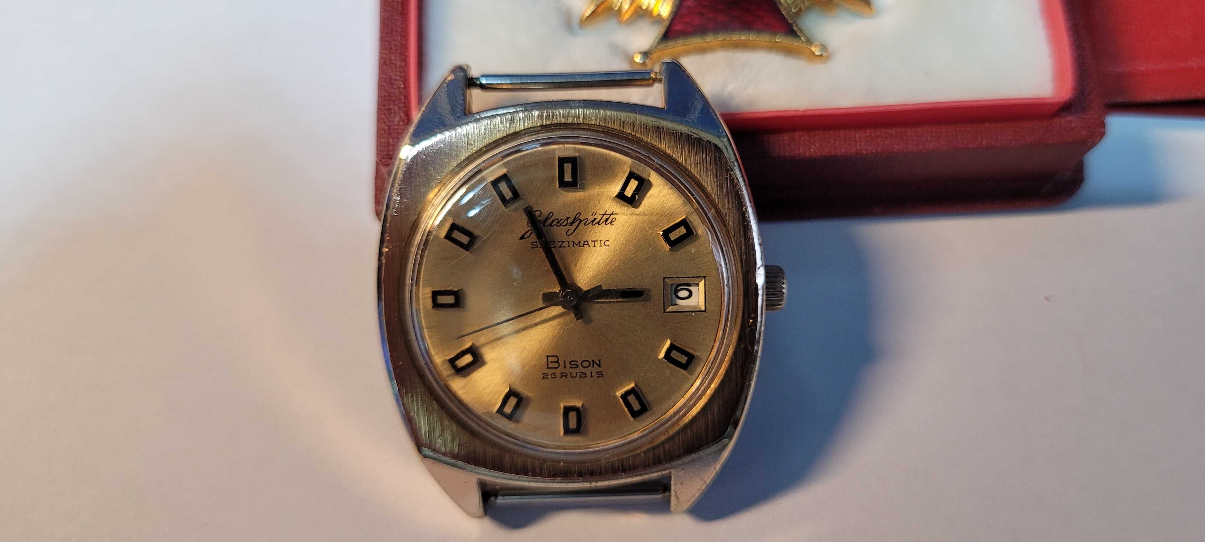 Glashutte Spezimatic BISON 14K AUTOMAT, + krzyż zasługi i legitymacja.