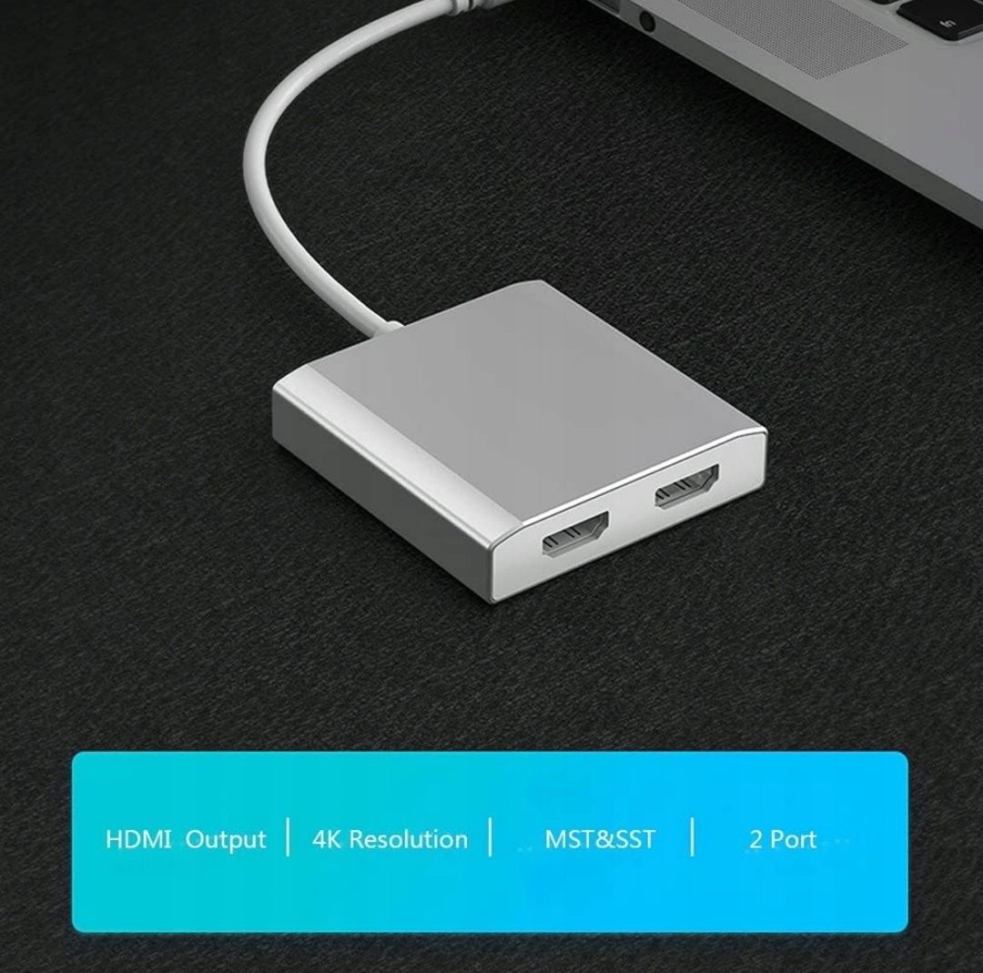 Przełącznik Adapter DISPLAY na HDMI 2 monitory