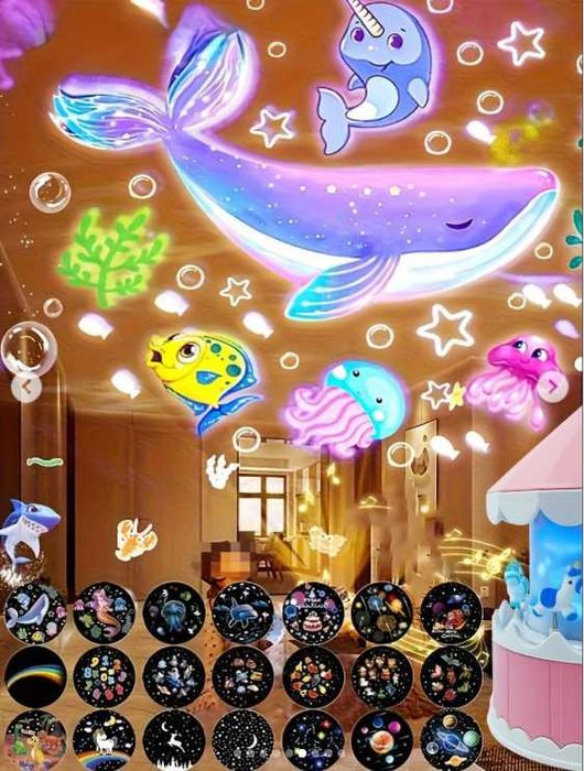 Проектор нічник USB + Пульт 21 слайд світильник зі змінними картинками