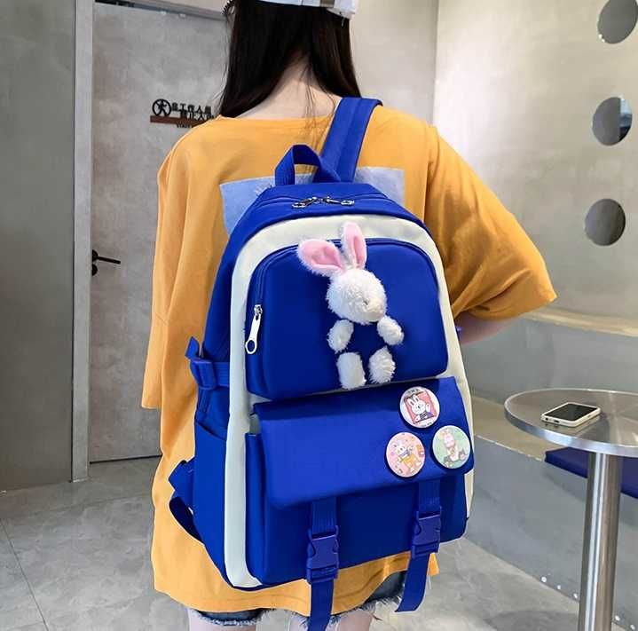 Для девочек - Цвет синий фиолетовый - Набор 5в1 школьный рюкзак