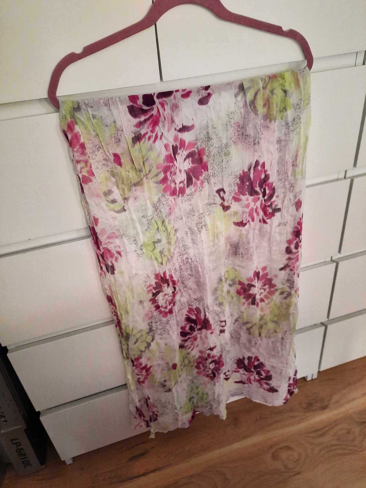 65x167 chusta szal szalik w kwiaty kolorowa duża oversize różowa róż